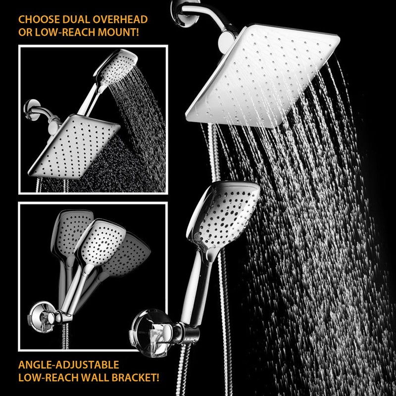 Hotel Spa HotelSpa 10.5-in Rain Shower Head/Handheld Combo. Convenient Push-Button Flow Control Button for easy one-handed operation. Switch flow settings with the same hand! Low-Reach Bracket included - Image 2